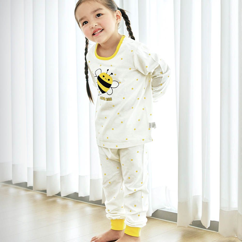 細緻柔棉薄長袖家居服-點點蜜蜂