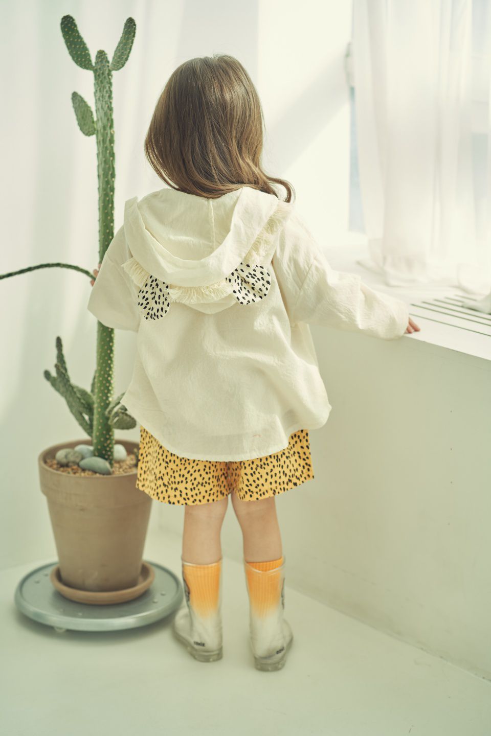 韓國 Mimico - 花豹造型耳朵薄外套-象牙白