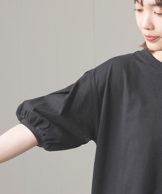 日本 Sans Souci 34+ - 絲滑混棉 可愛泡泡袖上衣-黑