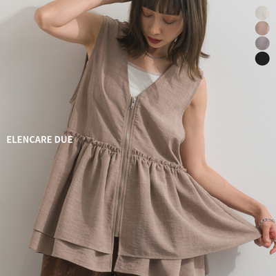 【日本ELENACRE DUE】背心新品好好看～亞麻不起皺好照顧