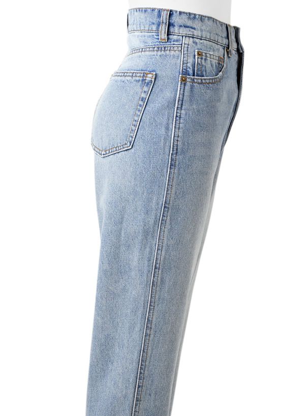 日本 GRL - 簡約直筒單寧牛仔褲-淺藍