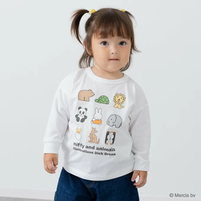 日本 Chil2 - 限定聯名 米飛兔印花長袖上衣-立體刺繡-酒紅