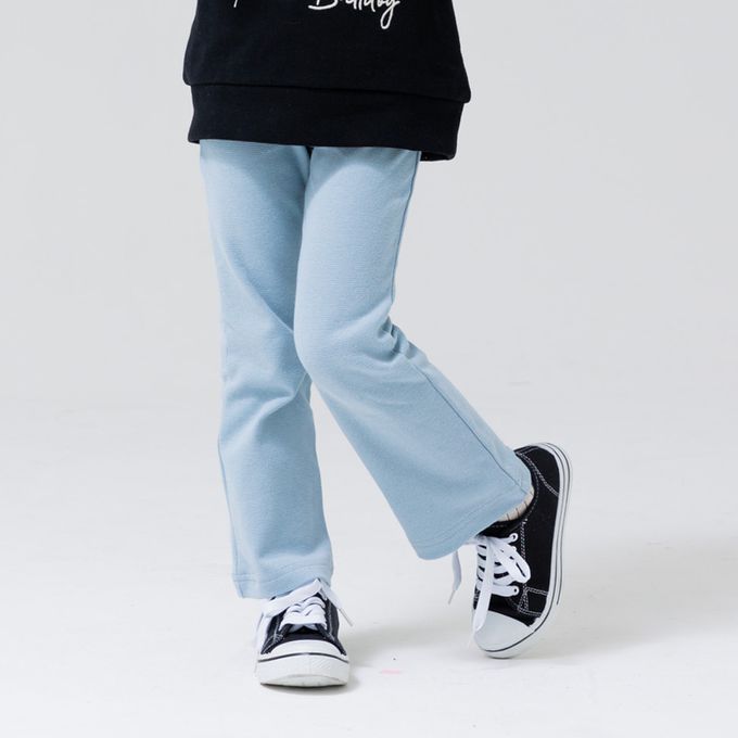 日本 Chil2 - 彈力素色百搭微喇叭褲-粉紅