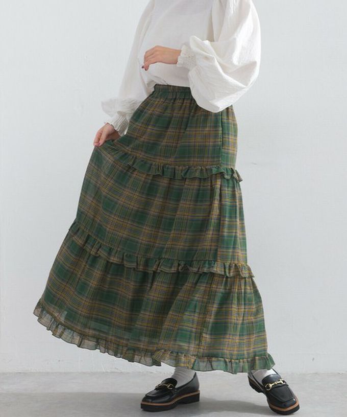 日本 Lupilien - 精緻格紋輕盈感分層俏麗長裙-黑白