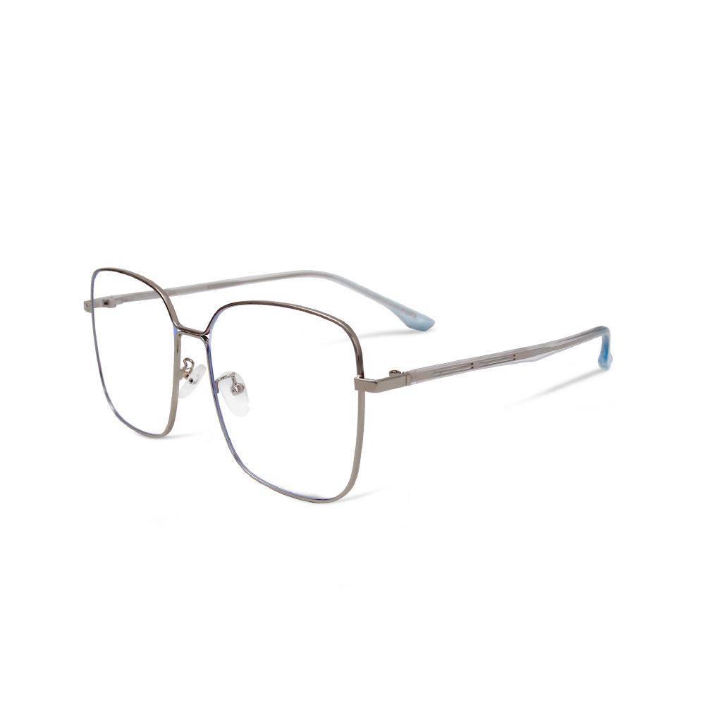 ALEGANT - 粼光銀幾何圓弧修飾多邊設計金屬框UV400濾藍光眼鏡