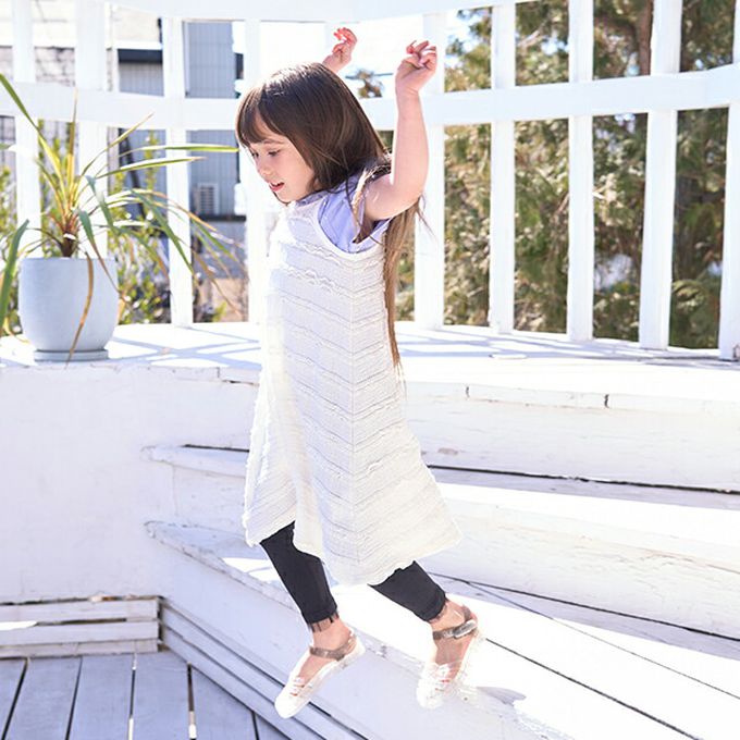 日本 Lycee mine - 度假感層次蕾絲吊帶洋裝-粉橘