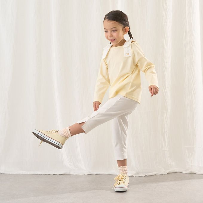 日本 Lycee mine - 腰間QQ荷葉百搭好動七分褲-格子x水藍