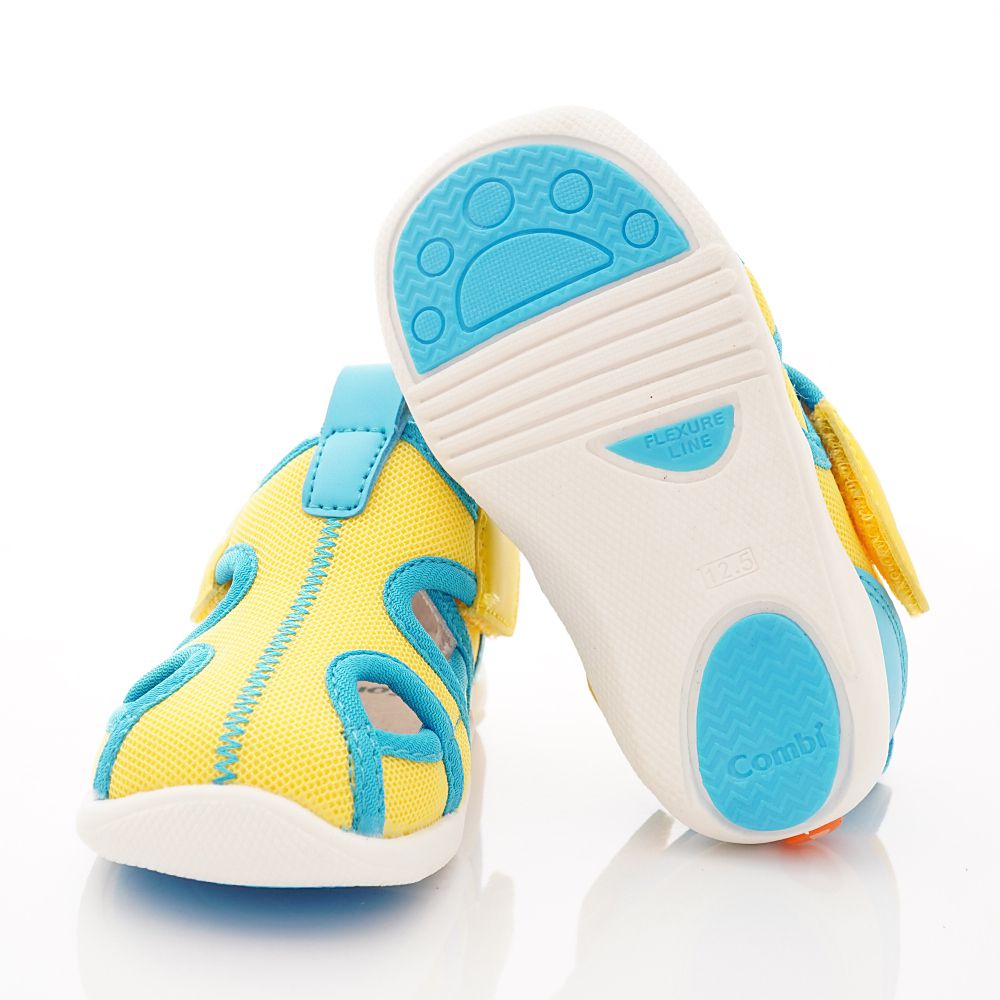 日本 Combi - 機能童鞋/學步鞋-護趾透氣學步涼鞋(寶寶段)-黃