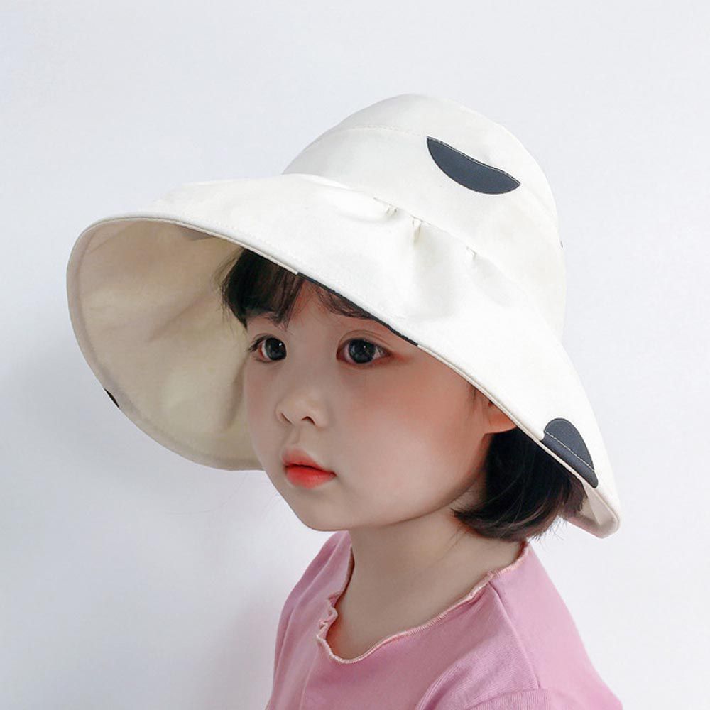 兒童薄款空頂遮陽帽-大點點-米白色 (50-52CM)