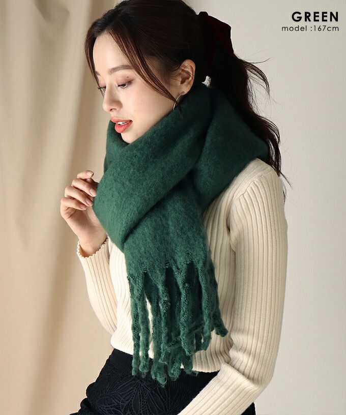 日本 BLUE EAST - 舒適保暖流蘇圍巾-素色-摩卡 (43x211)