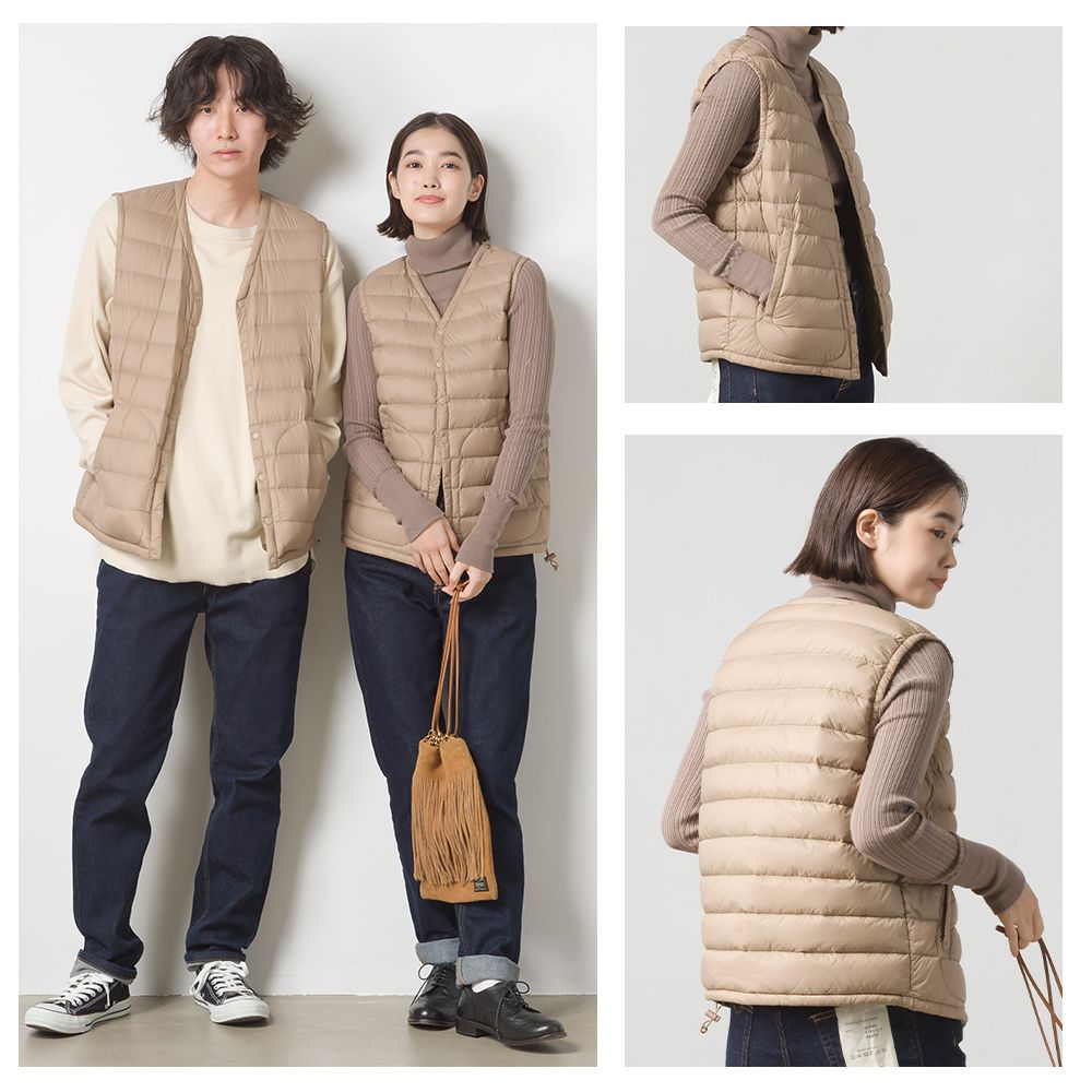 日本 OMNES - 超輕量保暖羽絨背心(媽媽)-杏