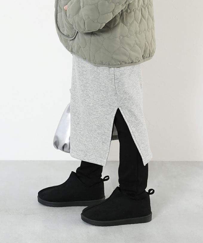 日本 devirock - RICH WARM 裏起毛時尚內搭褲長裙-米白x黑