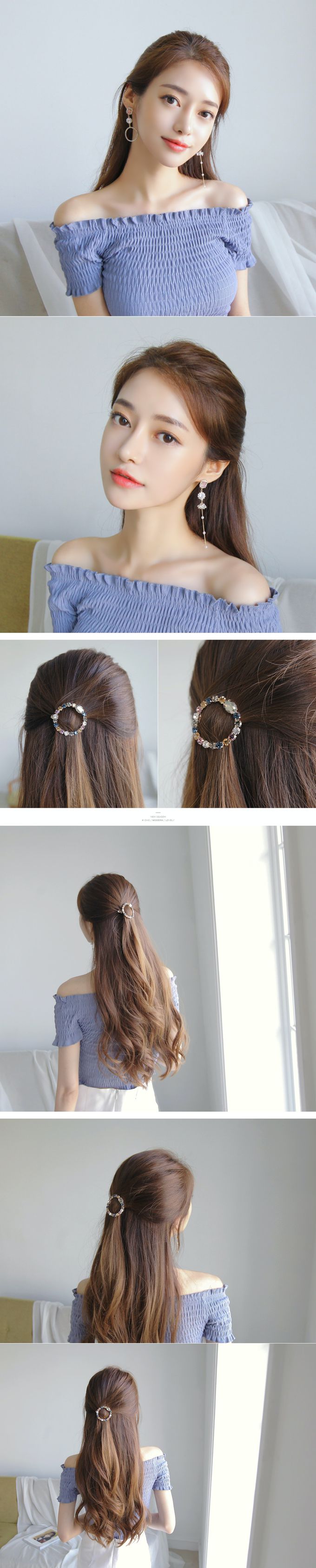 韓國 Soo&Soo - 璀璨寶石卡扣式髮夾-圓形