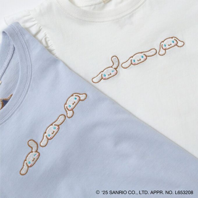 日本 Lycee mine - 可愛刺繡星星鏤空短袖上衣-卡通人物大耳狗-水藍