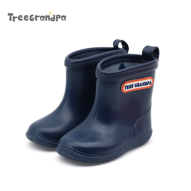 treegrandpa - 兒童素色雨鞋-深藍