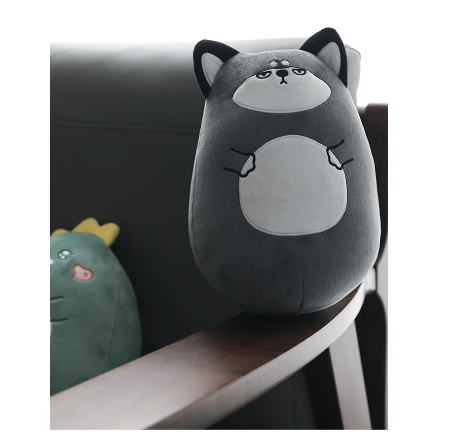 可愛二合一變型頸枕-哈士奇-黑色