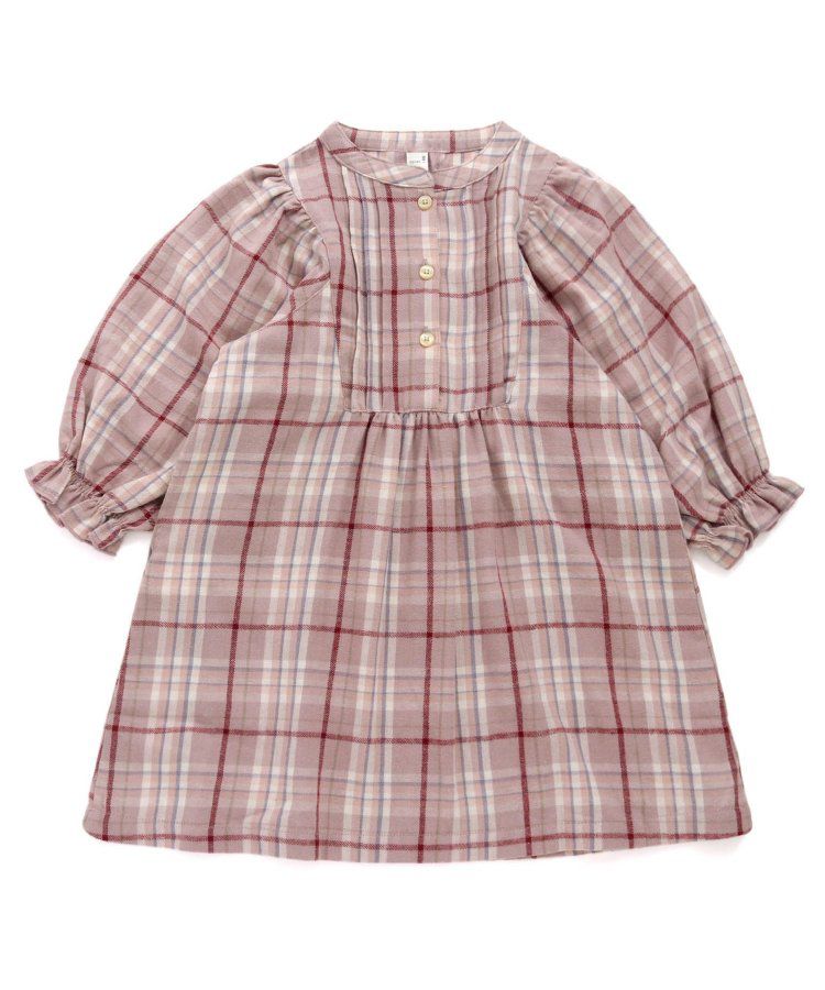 日本 apres les cours - 襯衫領微甜束口長袖洋裝-碎花-海軍藍