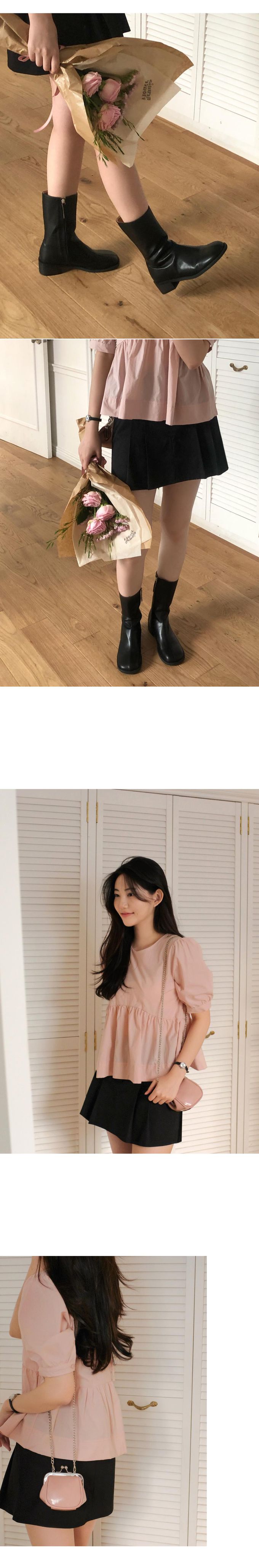 韓國 98doci - 質感後綁結公主袖上衣-淡粉