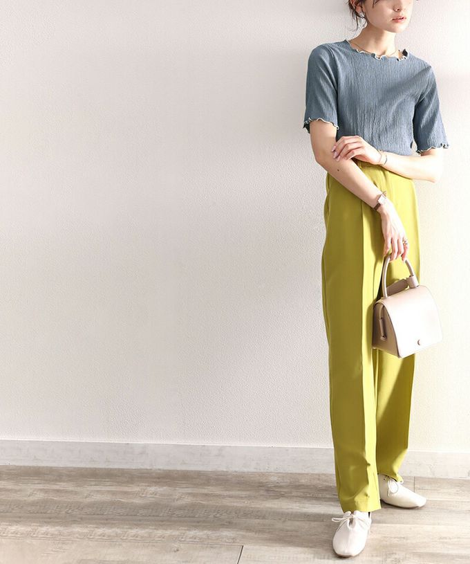 日本 Classical Elf - 氣質紋理木耳邊短袖上衣-灰藍