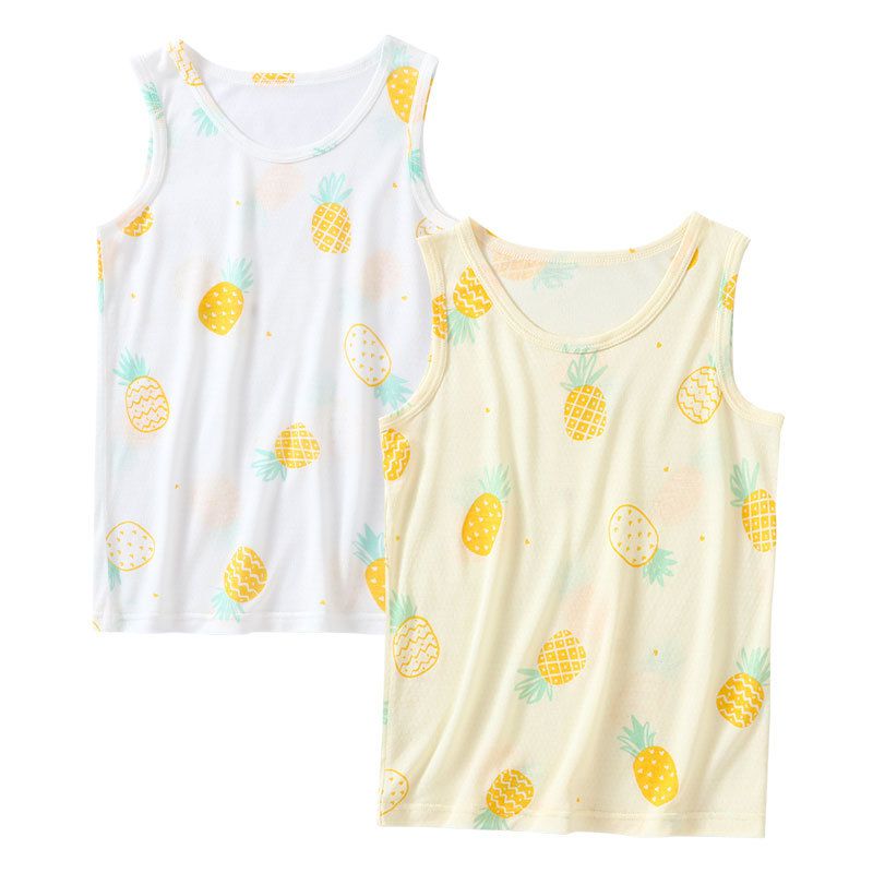 MAMDADKIDS - 網眼透氣無袖背心(二件組)-鳳梨-白+黃