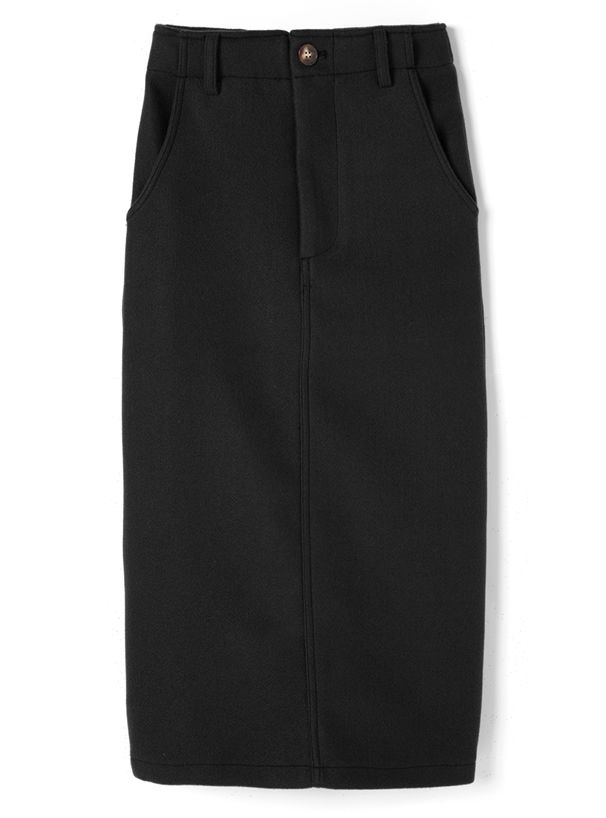 日本 GRL - 毛呢感百搭直筒裙-淺米