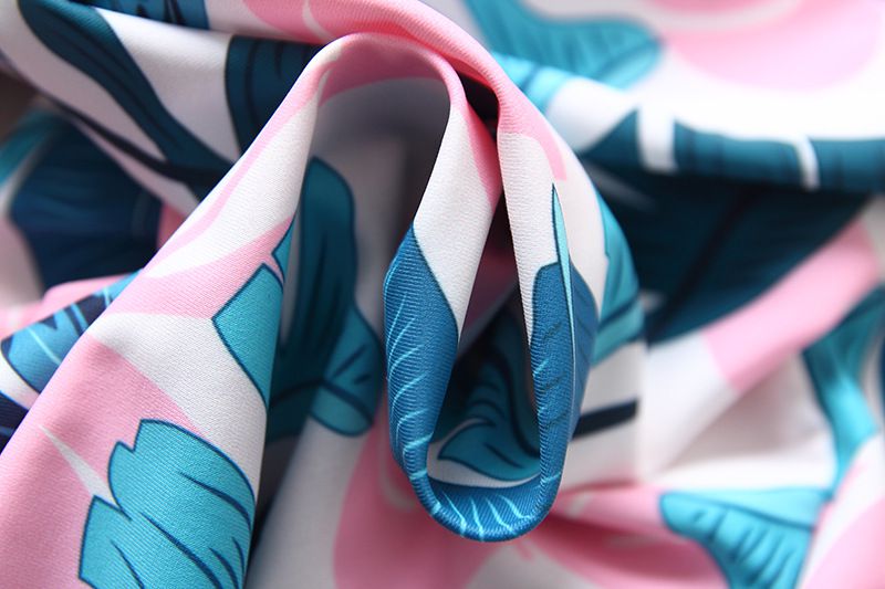 女寶長袖連身泳裝(附帽子)-滿版葉子-粉色