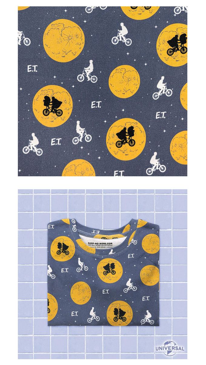 英國 SLEEP NO MORE - 100% 有機棉兒童圓領長袖上衣-ET外星人/飛向月球