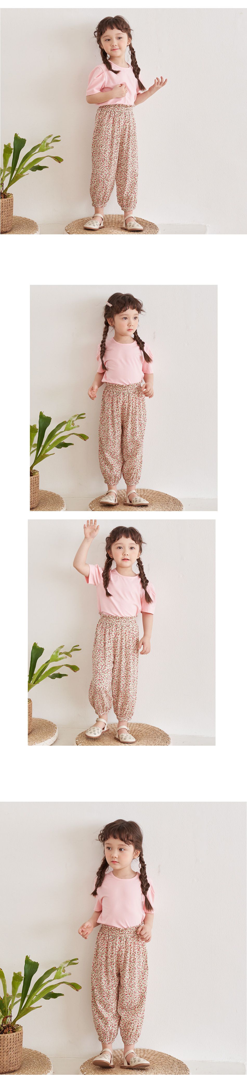 韓國 Bebezoo - 透氣純棉縮褲管防蚊褲-碎花米