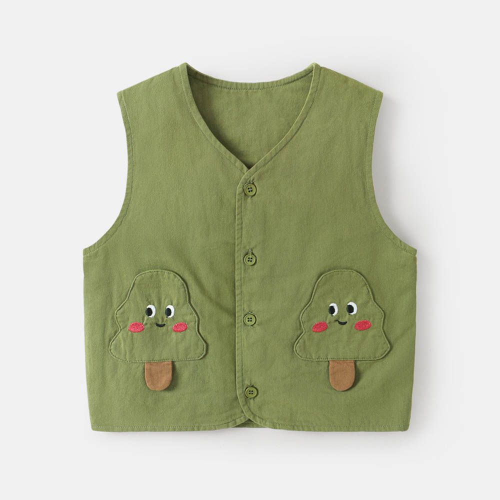 純棉百搭背心-可愛小樹-綠色