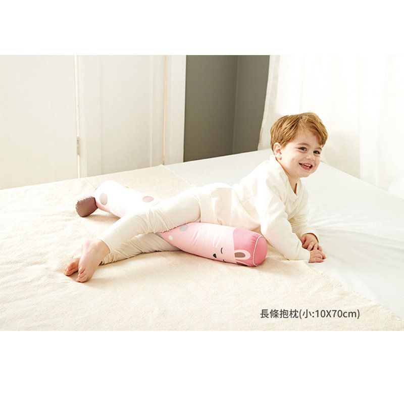 正韓Hello HiZoo - 純手工製多功能防蟎抗菌兒童長條抱枕/靠枕/睡眠輔助枕/側睡抱枕(小款)-粉紅兔