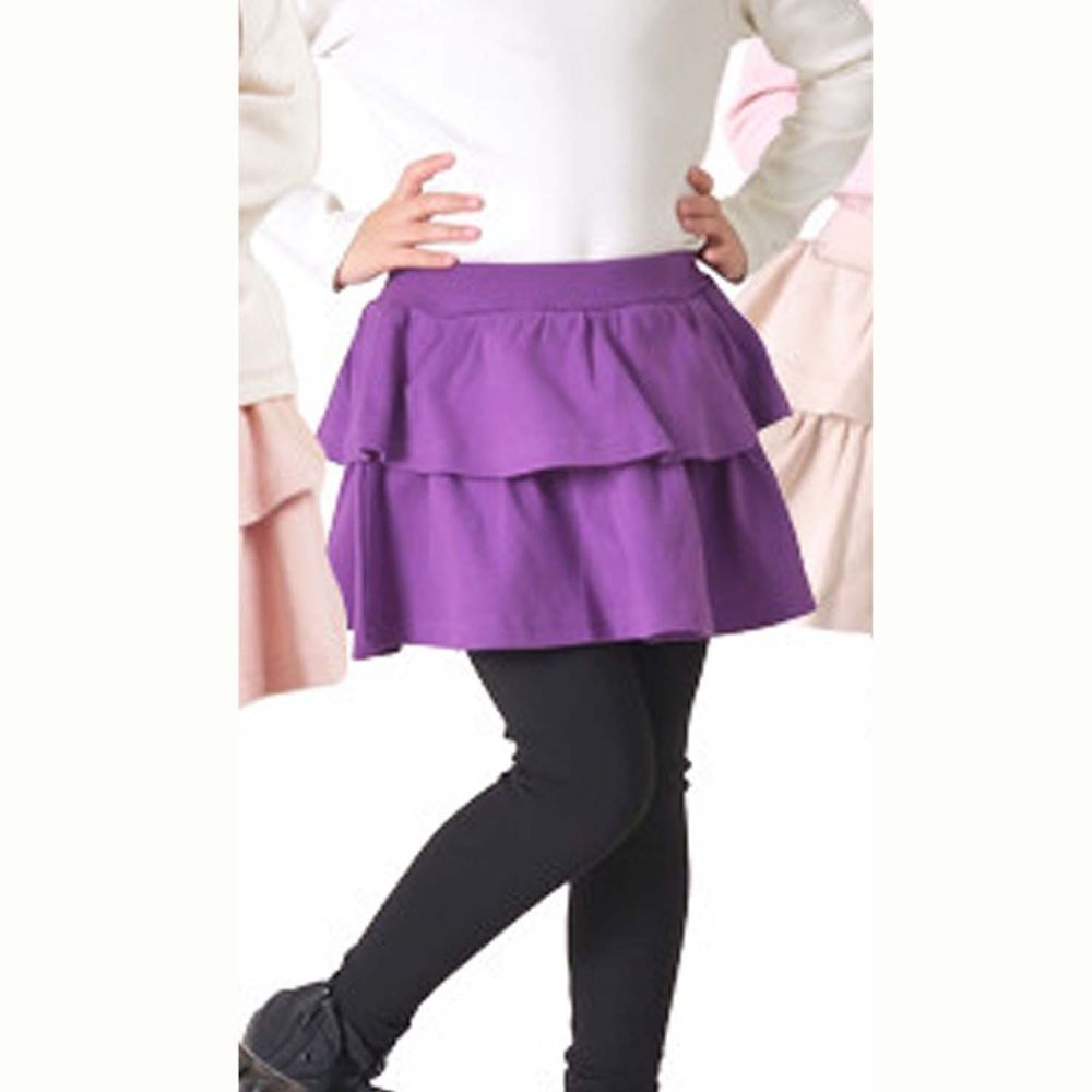 日本 TORIDORY - 百搭內搭褲裙-雙層蛋糕-紫
