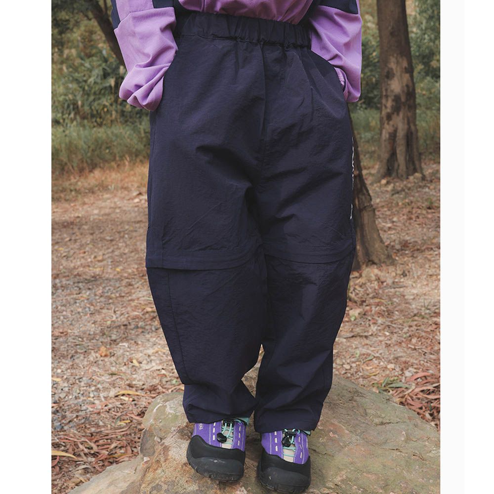 2WAY可拆式防潑水長褲-簡約字母-藏青