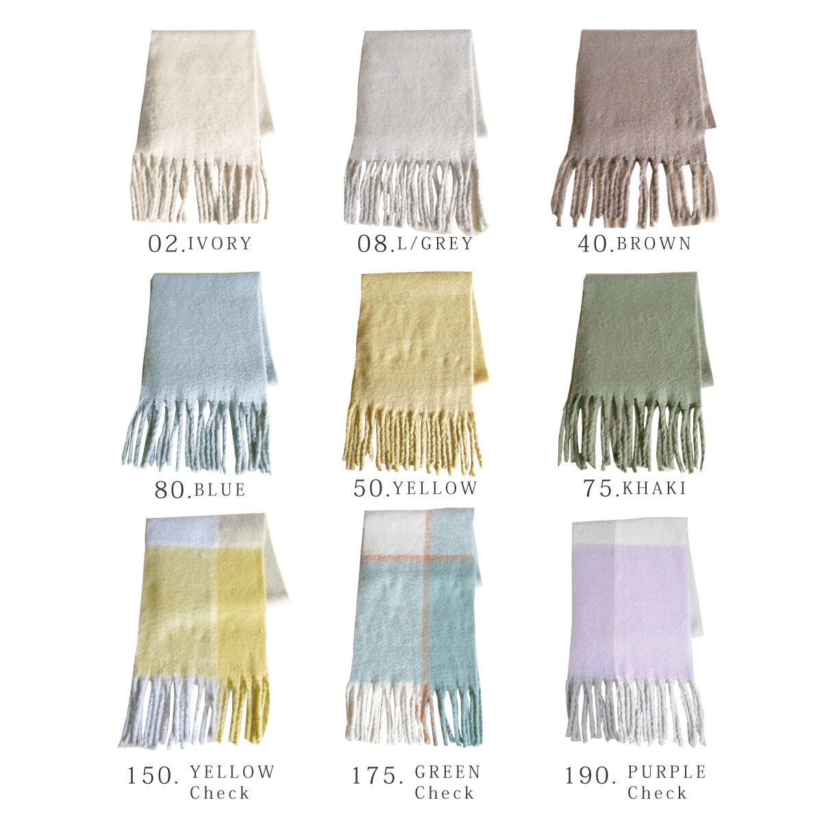 日本 jou jou lier - 澎厚柔軟流蘇圍巾-50 鵝黃 (40x200cm)