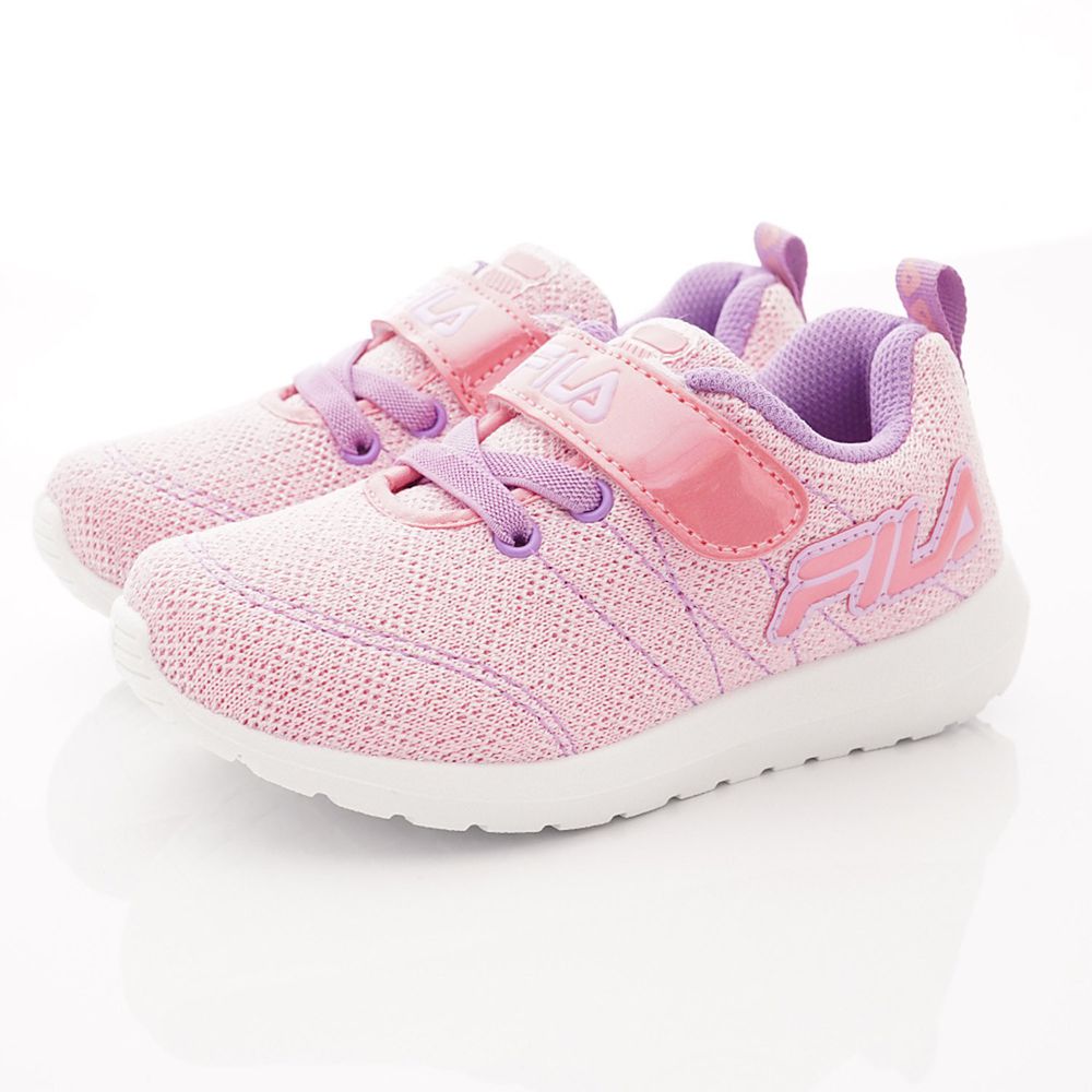 FILA - 運動童鞋-針織簡約慢跑鞋款(中大童段)-粉紫