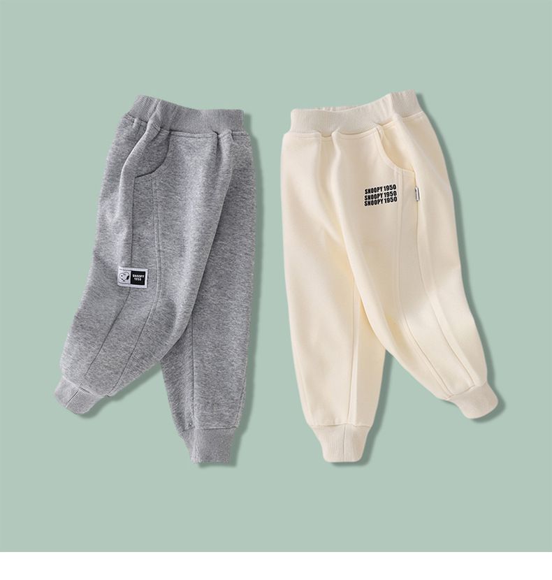 卡通人物史努比腰鬆緊束口運動褲-SNOOPY 1950-杏色