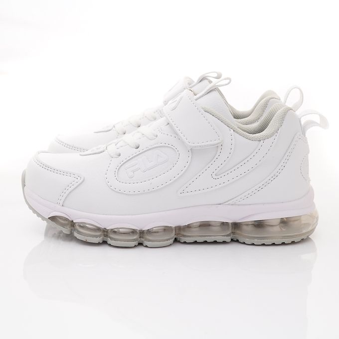 FILA - 純白氣墊慢跑運動鞋-3-J443X-111白(中大童段)-運動鞋-白