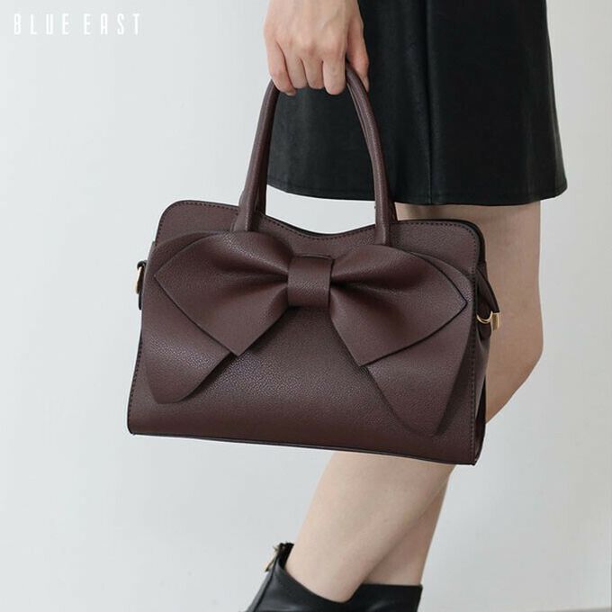 日本 BLUE EAST - 2way俏麗蝴蝶結方型手提/側背包-卡其