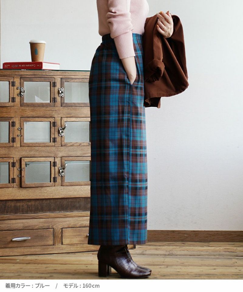 日本 zootie - 學院風格紋修身鉛筆裙-酒紅