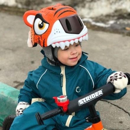 Crazy Safety - 丹麥 3D 恐龍造型 兒童騎乘專用安全帽-橘老虎