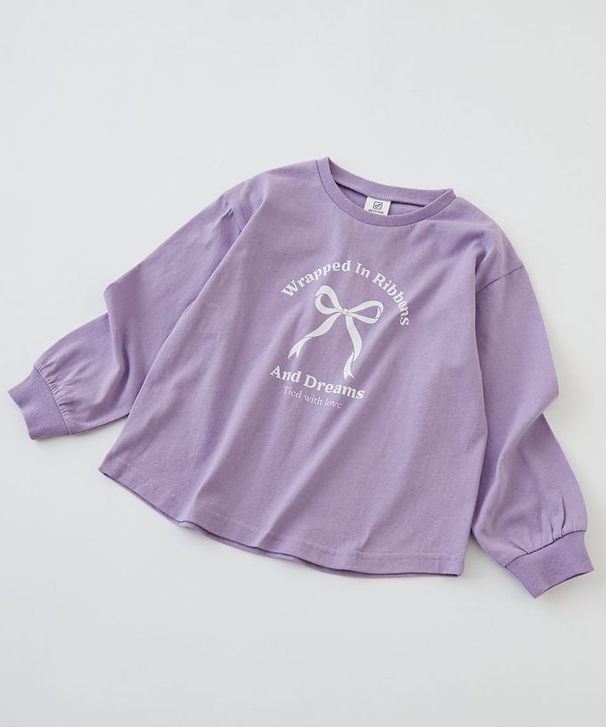 日本 devirock - 100%棉 定番女孩印花長袖上衣-蛋糕-燕麥