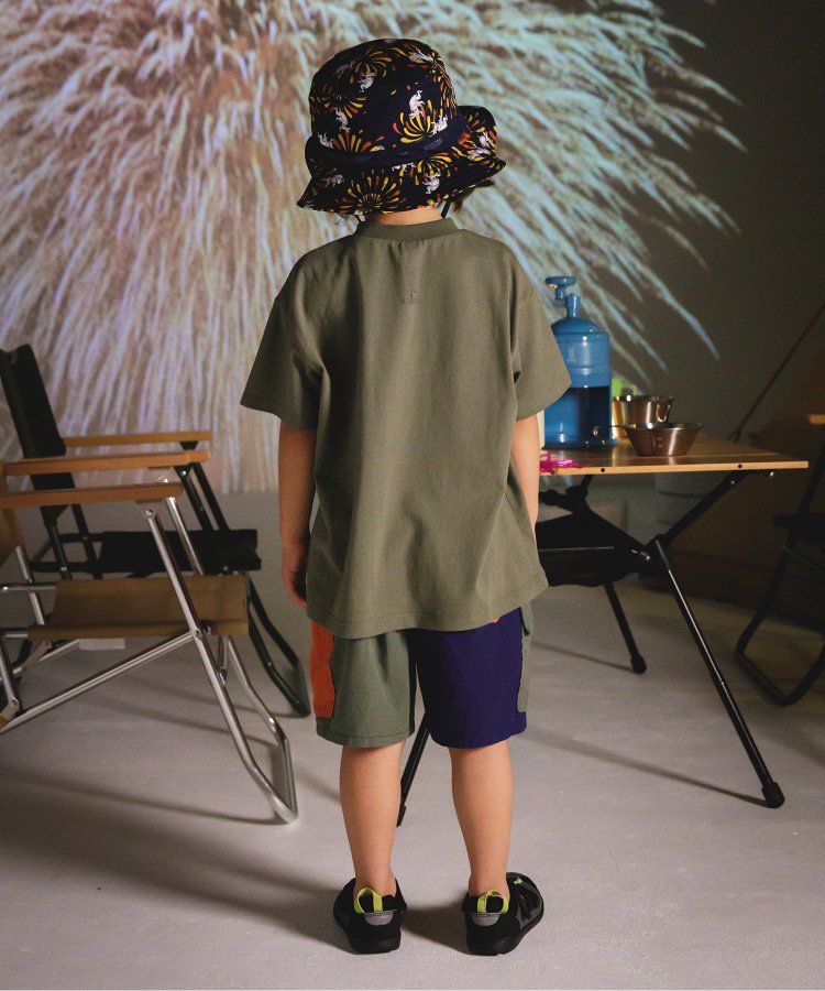 日本 BREEZE - 聯名款 夜光拉鍊大口袋短袖上衣-卡其