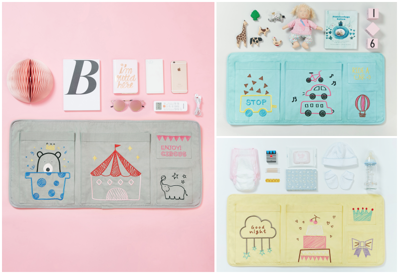 韓國 Art Muffin - 嬰兒床掛式收納袋-兒童樂園-灰