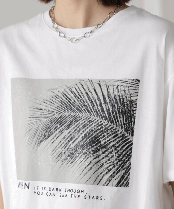 日本 Bab - 100%棉 清新夏日樹葉印花T恤-黃