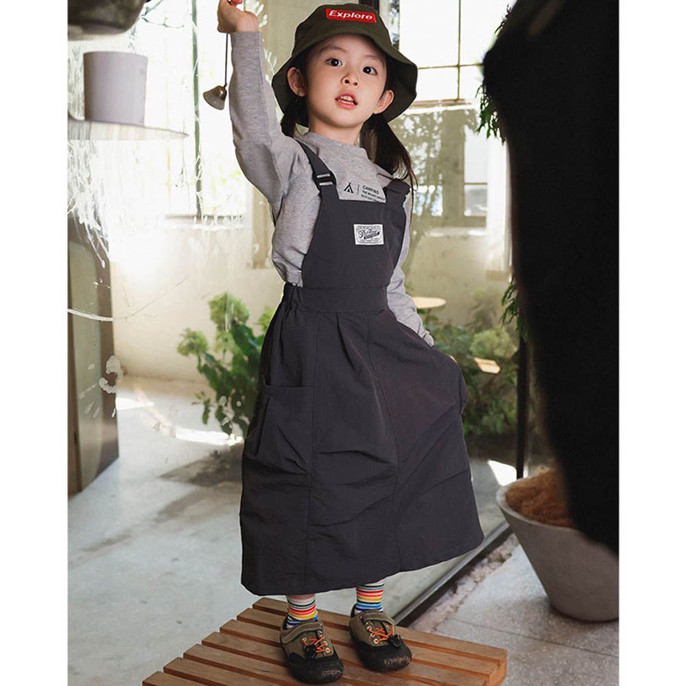 2WAY工裝吊帶洋裝-深灰