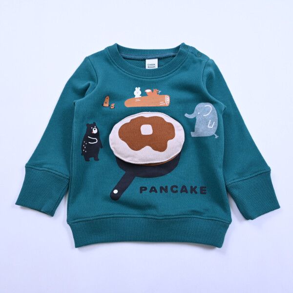 日本 Baby Room - 裏毛立體翻翻樂長袖上衣-森林露營-濃綠