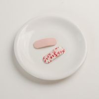 甜美印花布藝髮夾2件組-粉色
