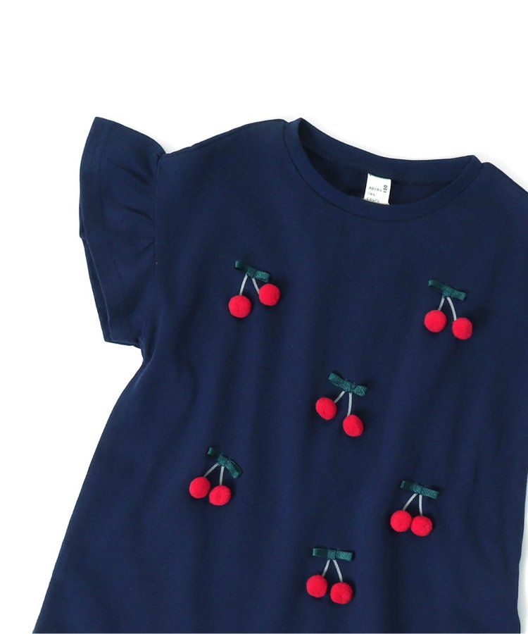 日本 apres les cours - 可愛感荷葉邊短袖上衣-小白花-淡黃