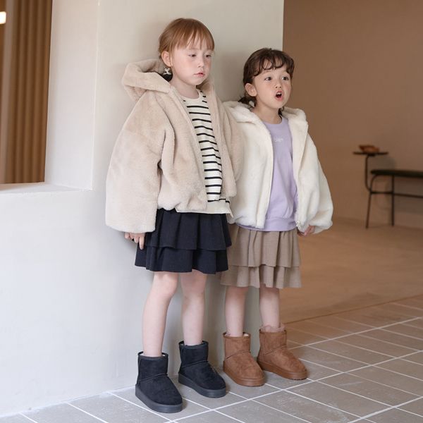 日本 Lycee mine - 泰迪熊蓬鬆感連帽外套-卡其米