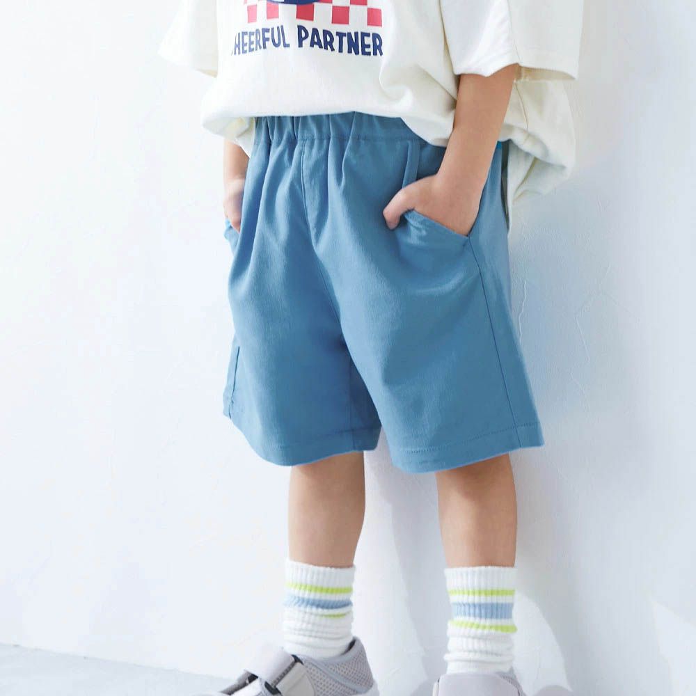 超彈力定番色休閒短褲-天藍