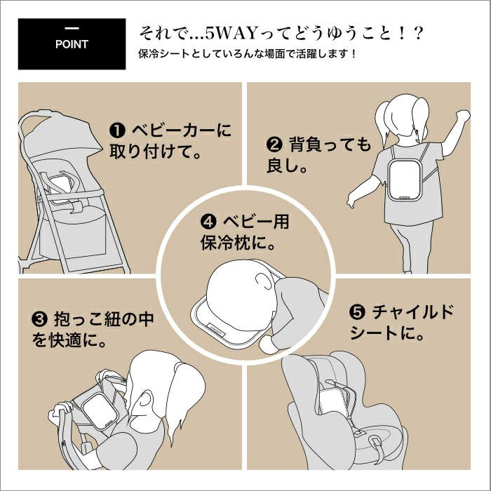 日本涼感雜貨 - 背巾/推車保冷墊 (附保冷劑/可當小背包)-黑白星星雲朵